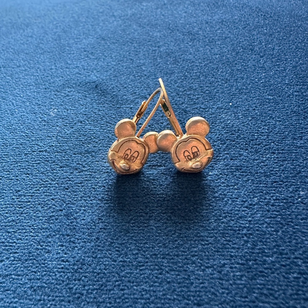 ✨ Vintage Disney Gold Tone Mickey Mouse Drop Earrings
